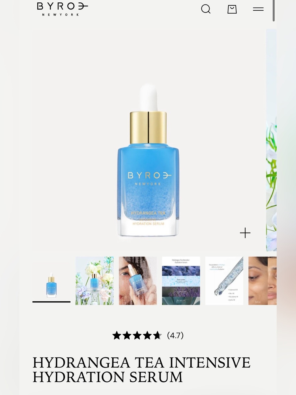 BYROE Hydrangea Tea Intensive Hydration Serum — Blue Bottle